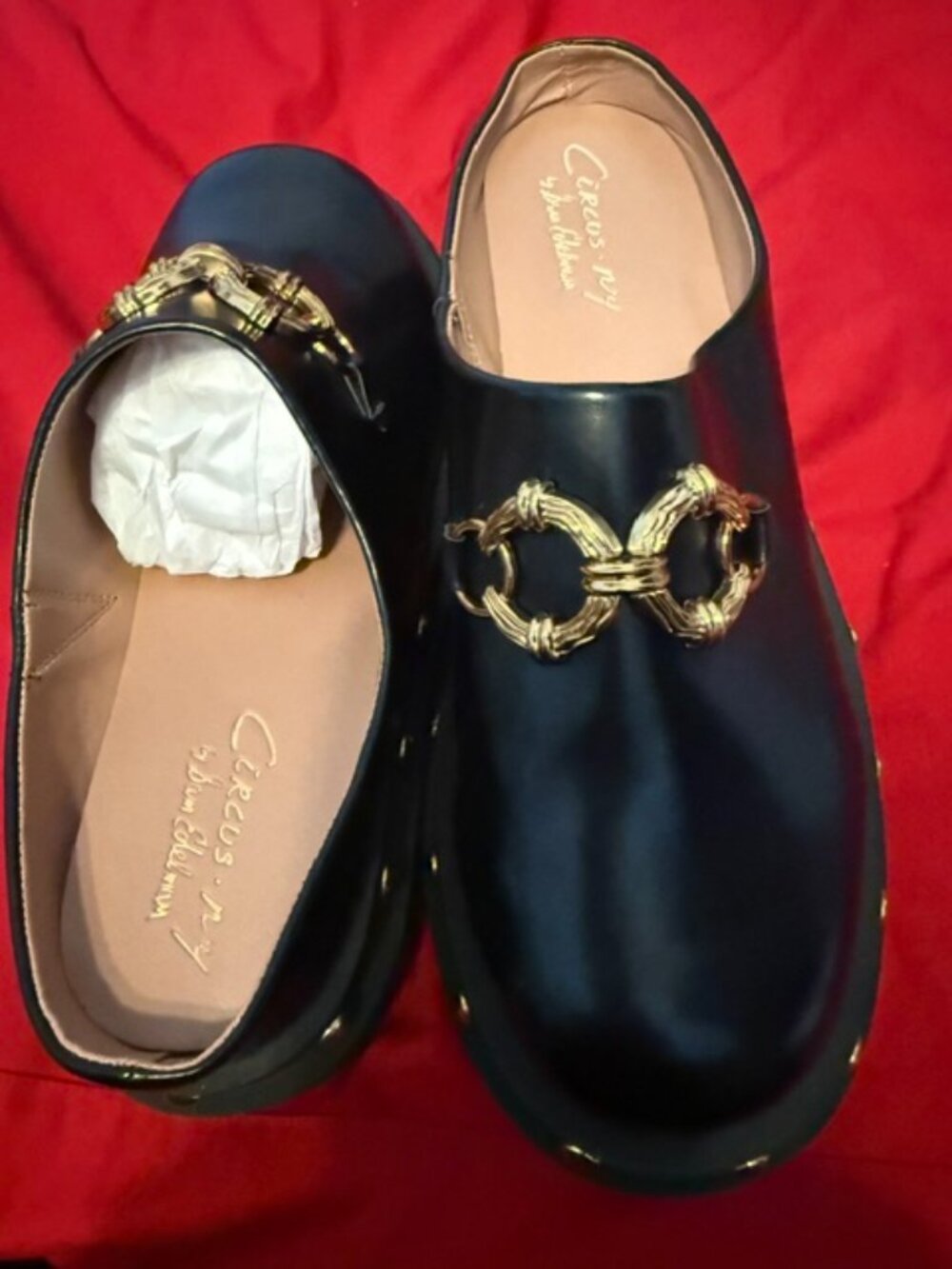 NEW Circus by Sam Edelman Studded Lug Mules with Gold furnitions